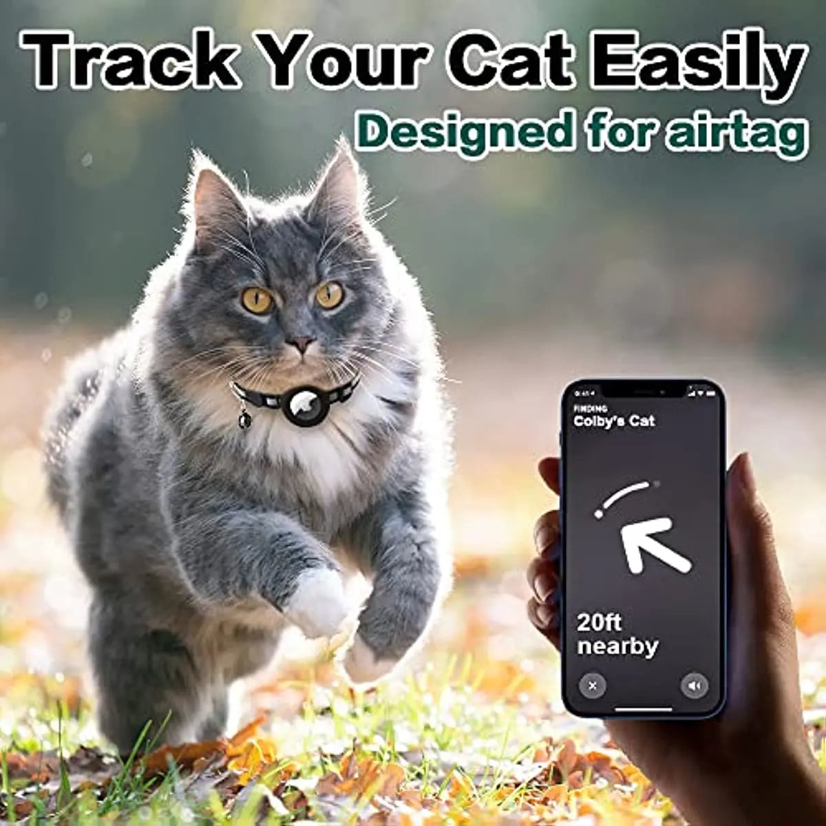 Airtag Holder Reflective Cat Tracker Collar with Breakaway Buckle (Airtag not Included)