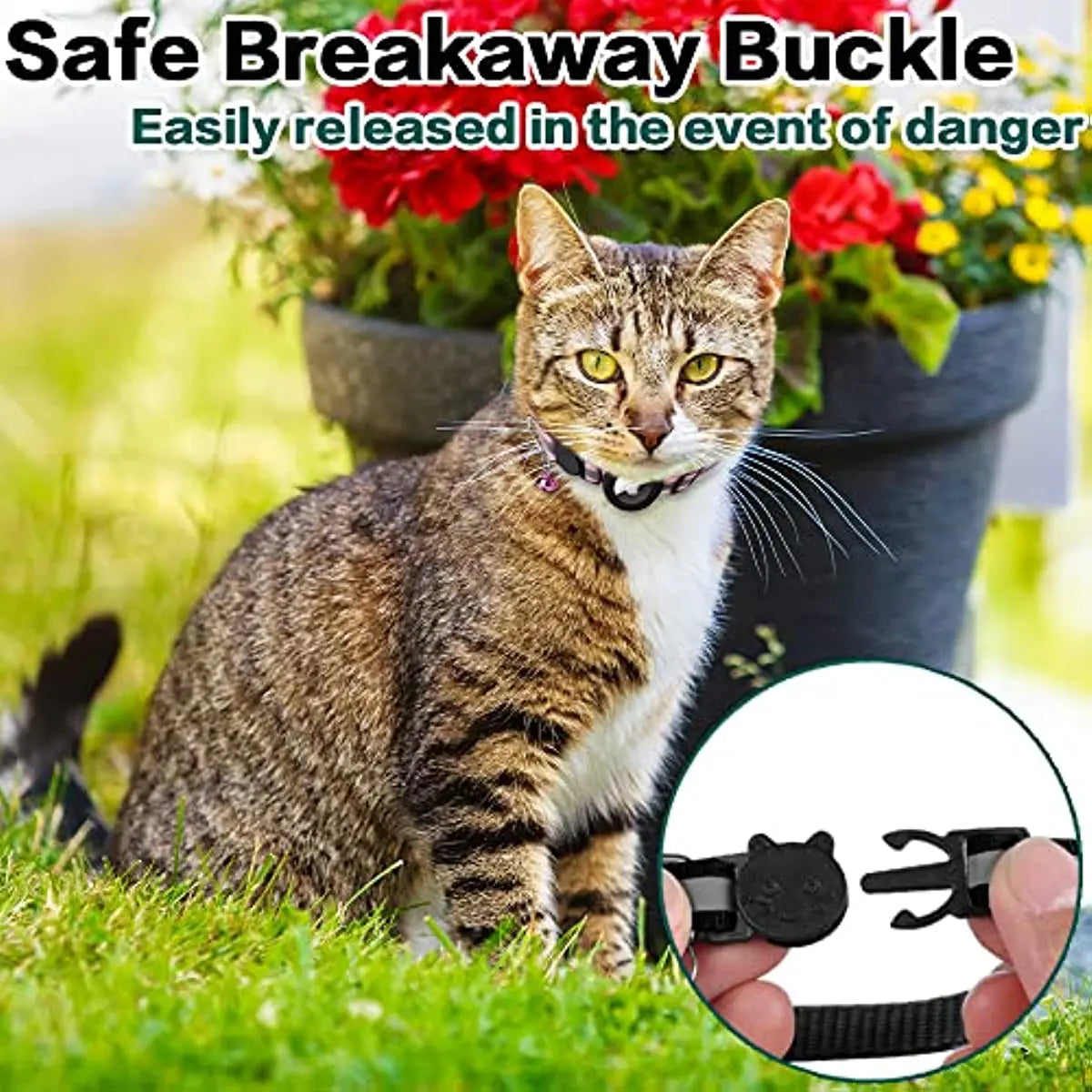 Airtag Holder Reflective Cat Tracker Collar with Breakaway Buckle (Airtag not Included)