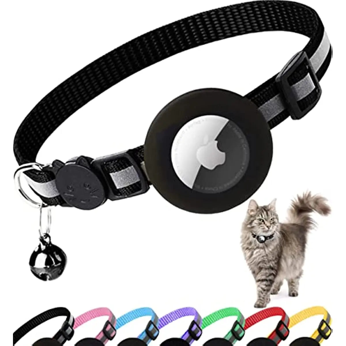 Airtag Holder Reflective Cat Tracker Collar with Breakaway Buckle (Airtag not Included)